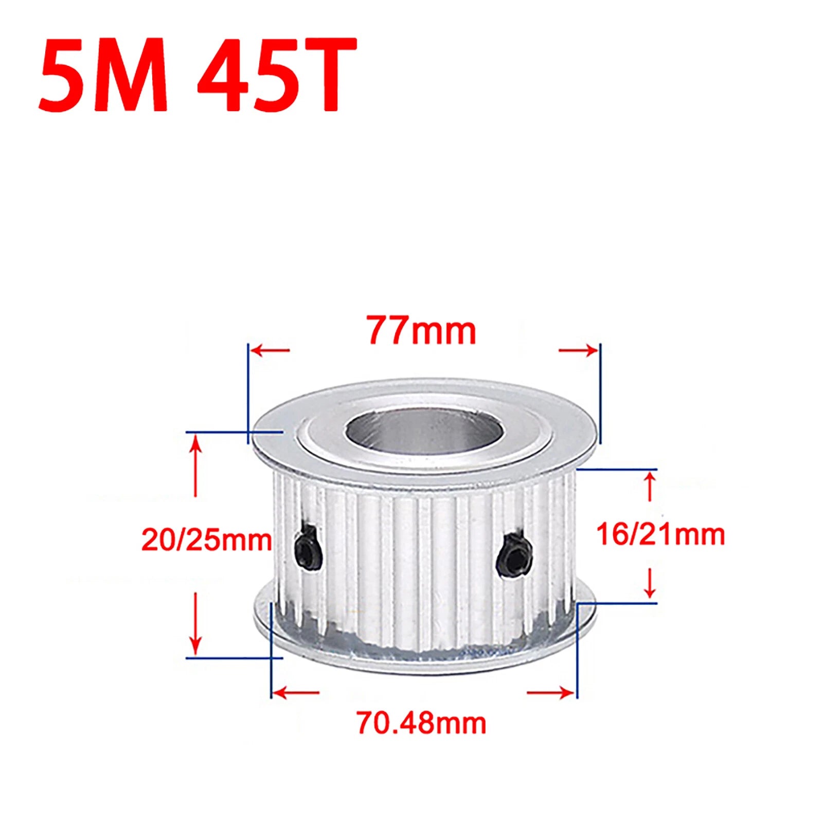 5M Timing Belt Pulley Drive Pulley Through Hole 10T -100 Tooth 21mm Width For 3D