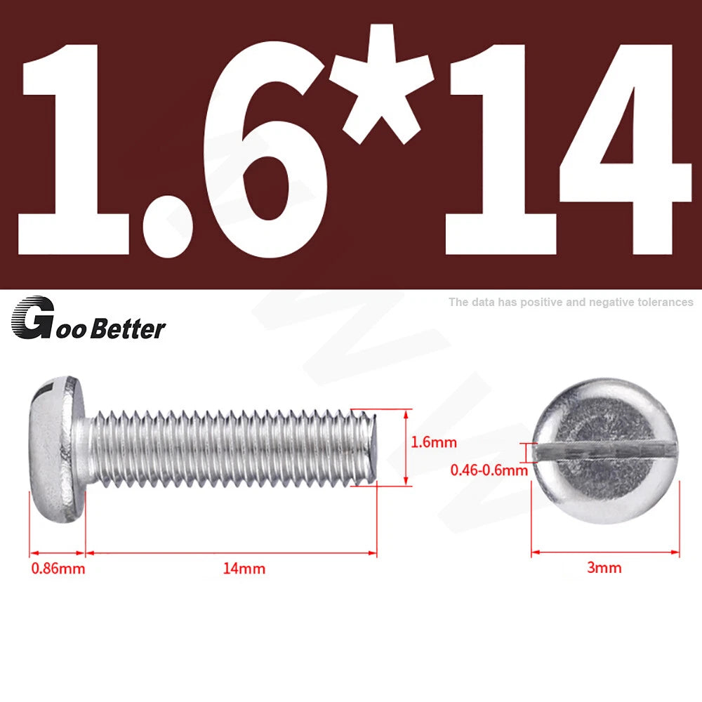 Slotted Pan Head Machine Screws – M1.6 to M4, A2 Stainless Steel, Fully Threaded, Lengths 3mm–60mm