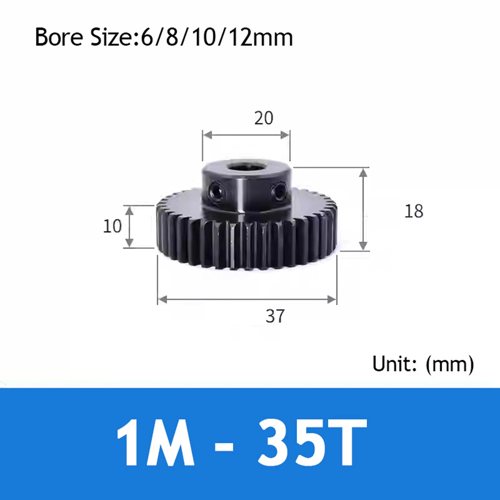 1 Mod Spur Gear 15T-40T Pinion Gear with Step Motor Gear 45# Steel Bore 5-14mm