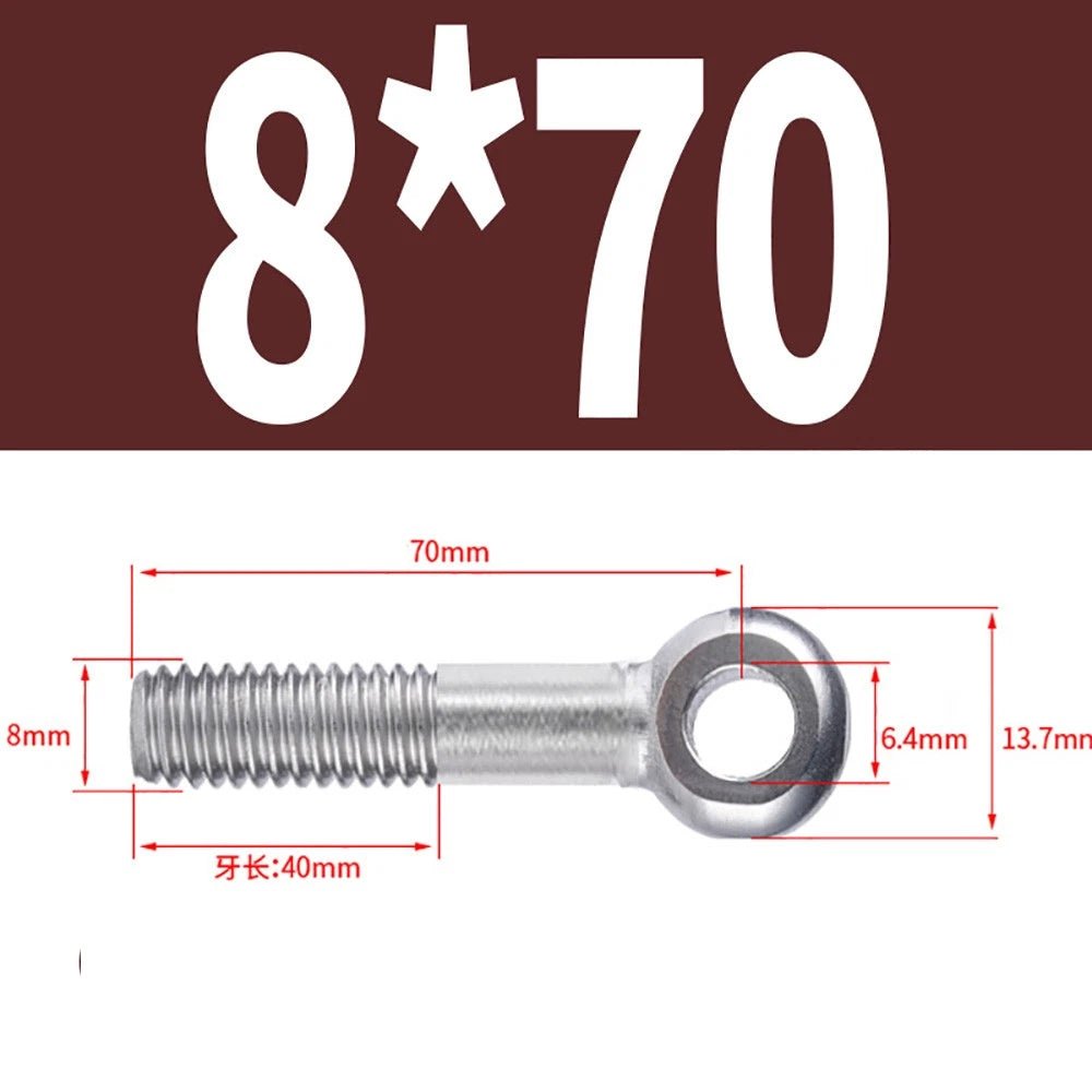 M5 - M24 A2 304 Stainless Steel Partially Threaded Forged Eye Bolts with Rings for Wire Rope & Hanging - HomeDIYer