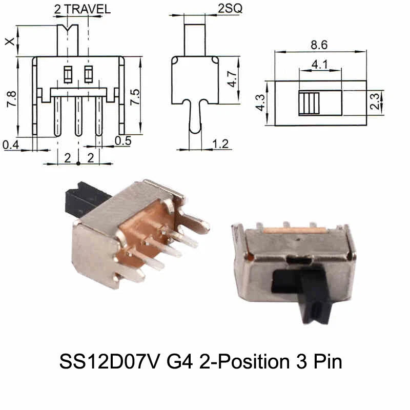 Miniature Slide Switch — 2P2T / 2P3T, 2 & 3 Position, SS/SK Series (G1.5–G6)