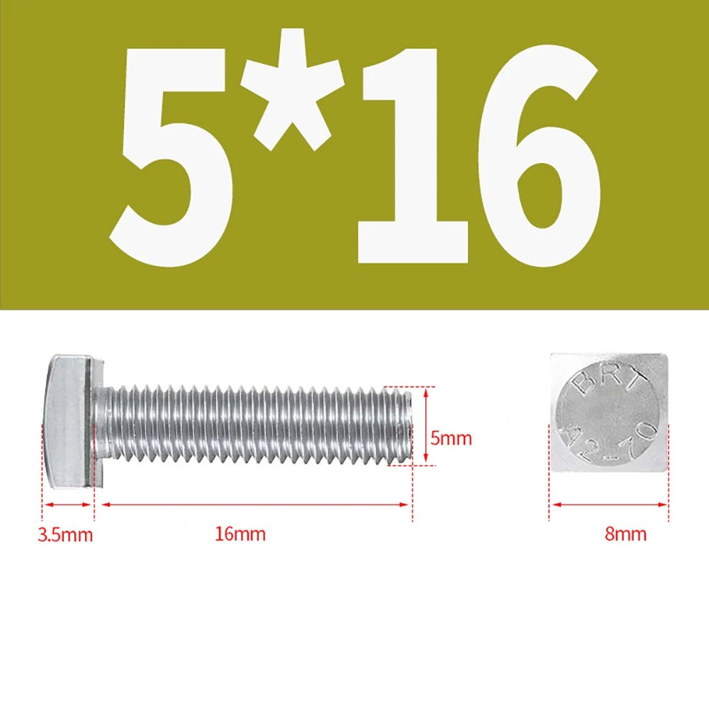 M4 M5 Small Head Square Bolt — 304 Stainless Steel, Multiple Lengths
