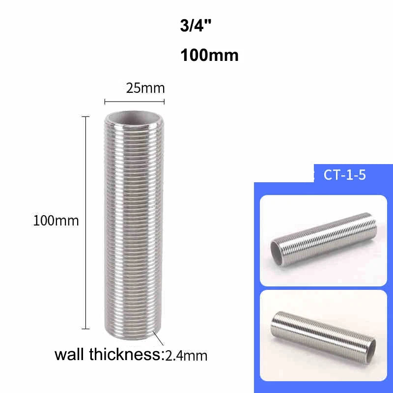 Male Thread Stud Rod A2 Stainless Steel Connector Pipe Fitting — 1/4" to 2"