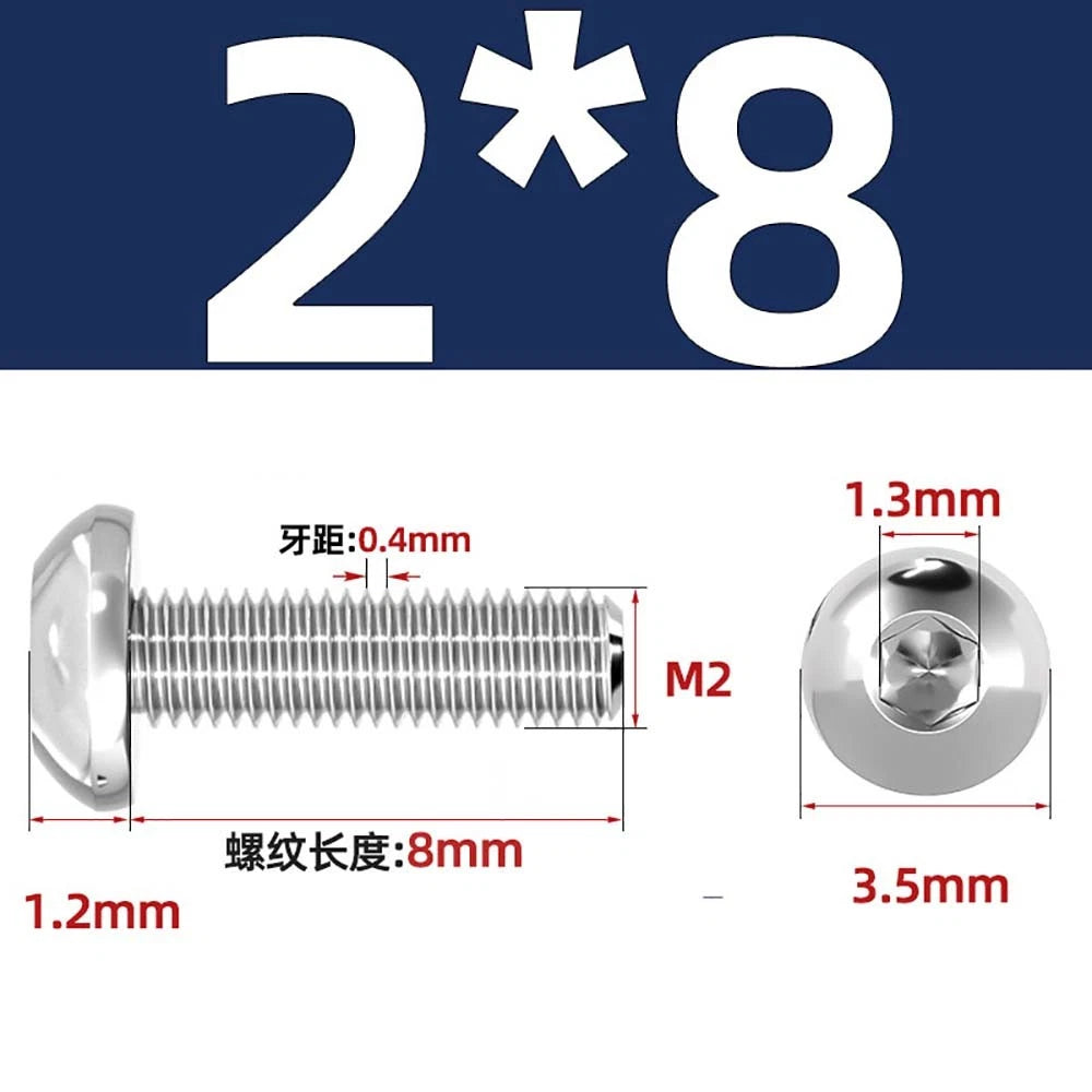 M1.6–M5 A2 Stainless Steel Button Head Socket Cap Screws – Round Pan Head, Hex Drive, Fully Threaded