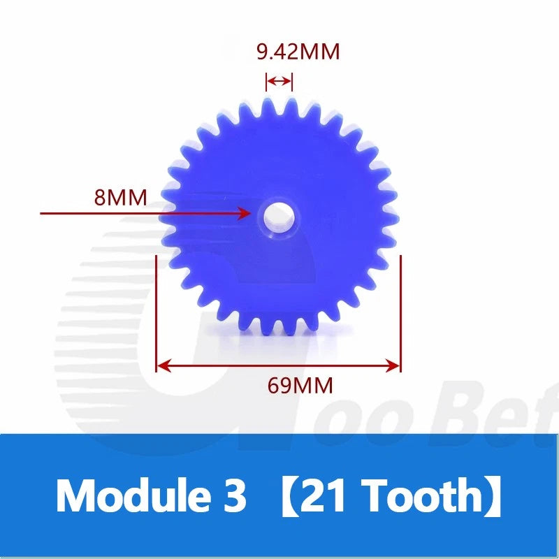 Module 3 Nylon Flat Gear Spur Gear Plastic 12-60 Tooth Pinion Motor Gear Blue