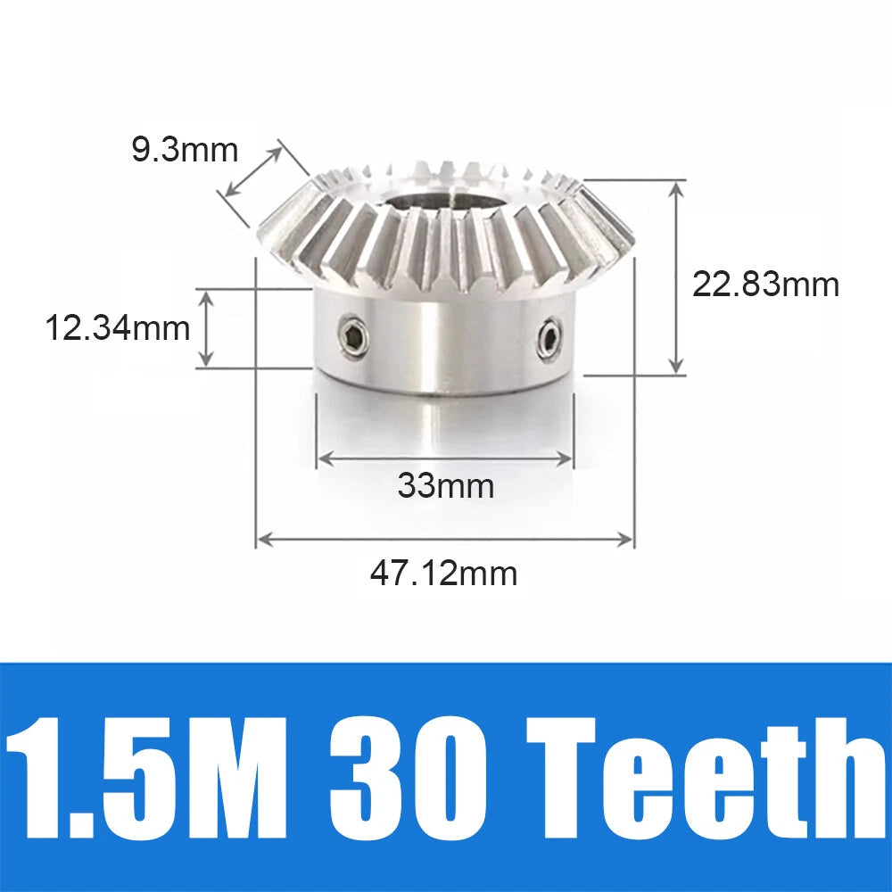 1-3 Module 15-30 Teeth Stainless Steel Umbrella Bevel Gear 90° Angle, Ratio 1:1