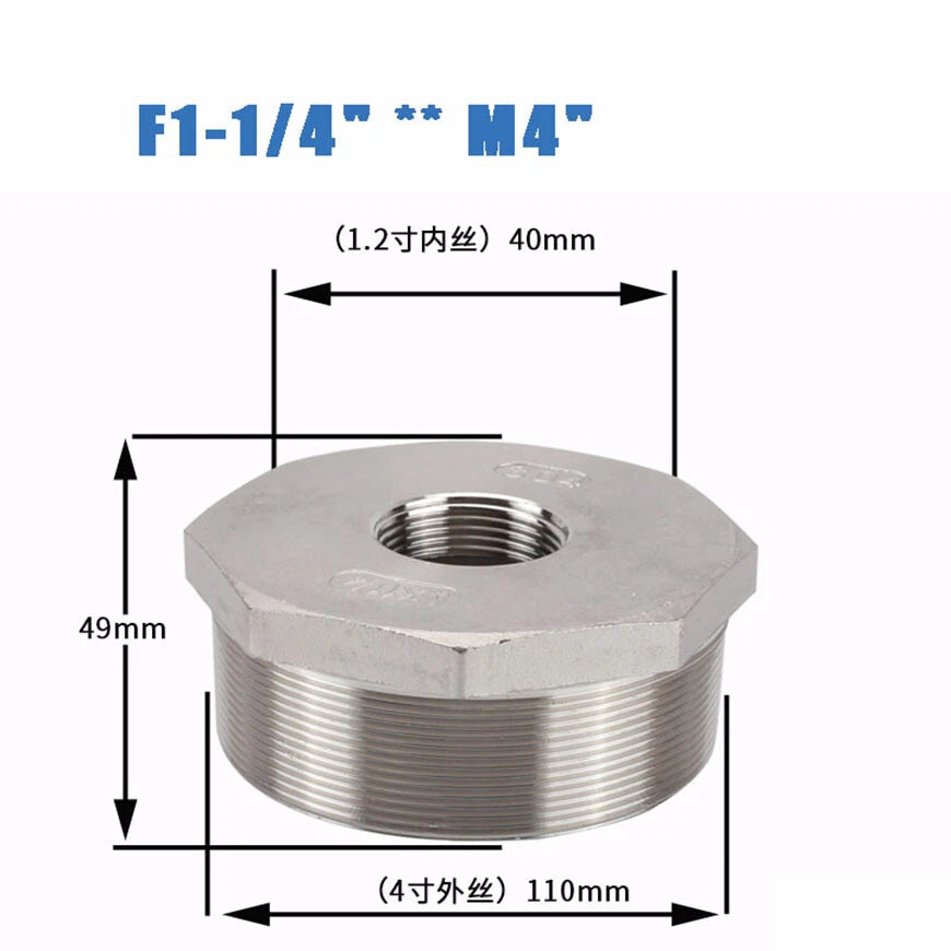BSP Male to Female Reducing Bush — Stainless Steel Pipe Fitting Adapter