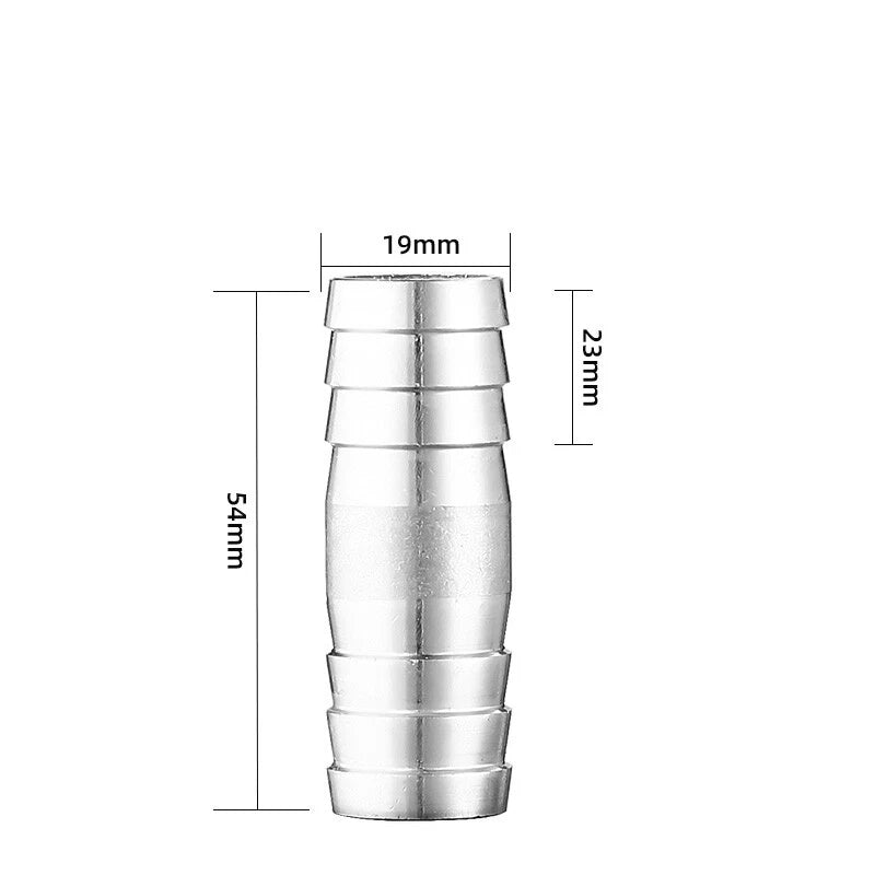 A2 Stainless Steel Straight Hose Joiner Barbed Connector — Sizes 6mm–41mm