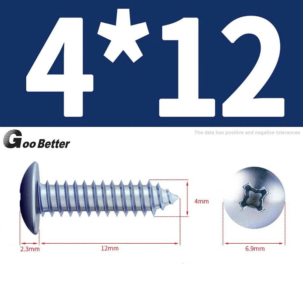 M3 M4 M5 M6 Pan Head Self Tapping Screws – Zinc Plated Carbon Steel