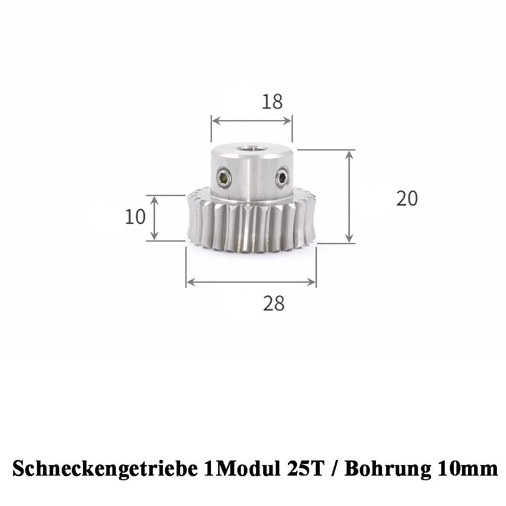Stainless Steel A2 Module 1 Worm Shaft Worm Gear Wheel 15 to 60 Tooth Precision