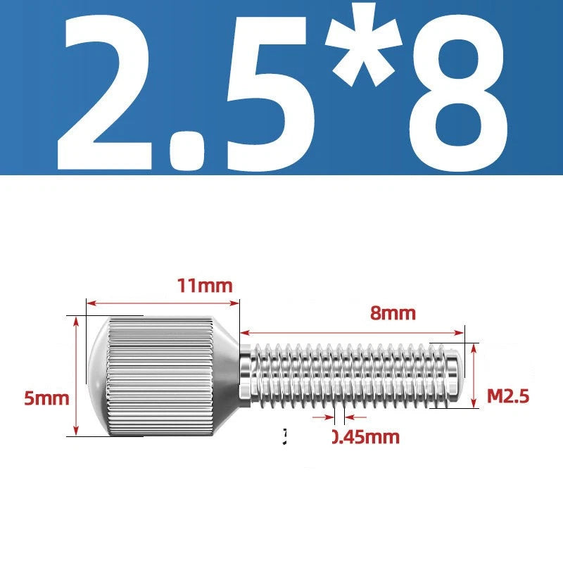 Knurled Thumb Screws – 304 Stainless Steel Small Head Thumbscrew Bolts M2–M8