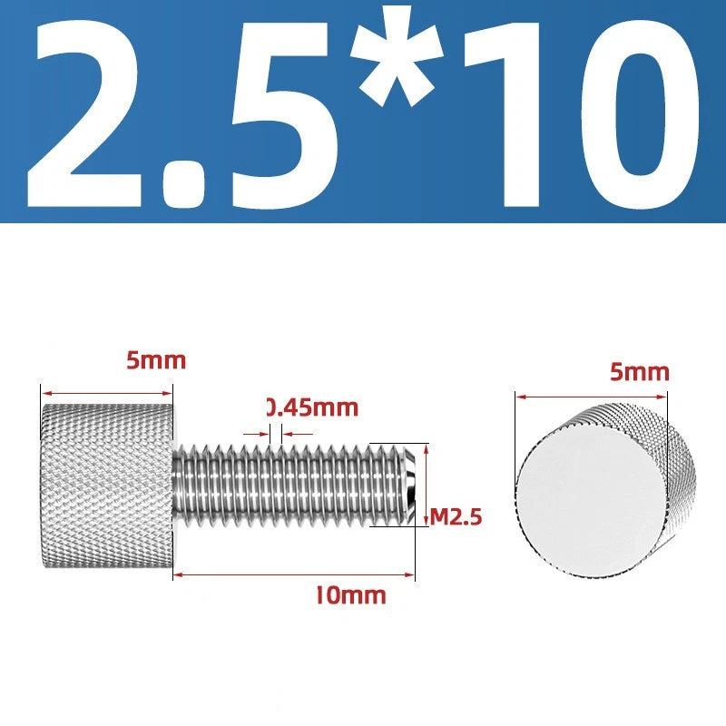 Knurled Thumb Screws A2 Stainless Steel — Flat Head Thumbscrew Bolts M2 M2.5 M3 M4 M5 M6 M8