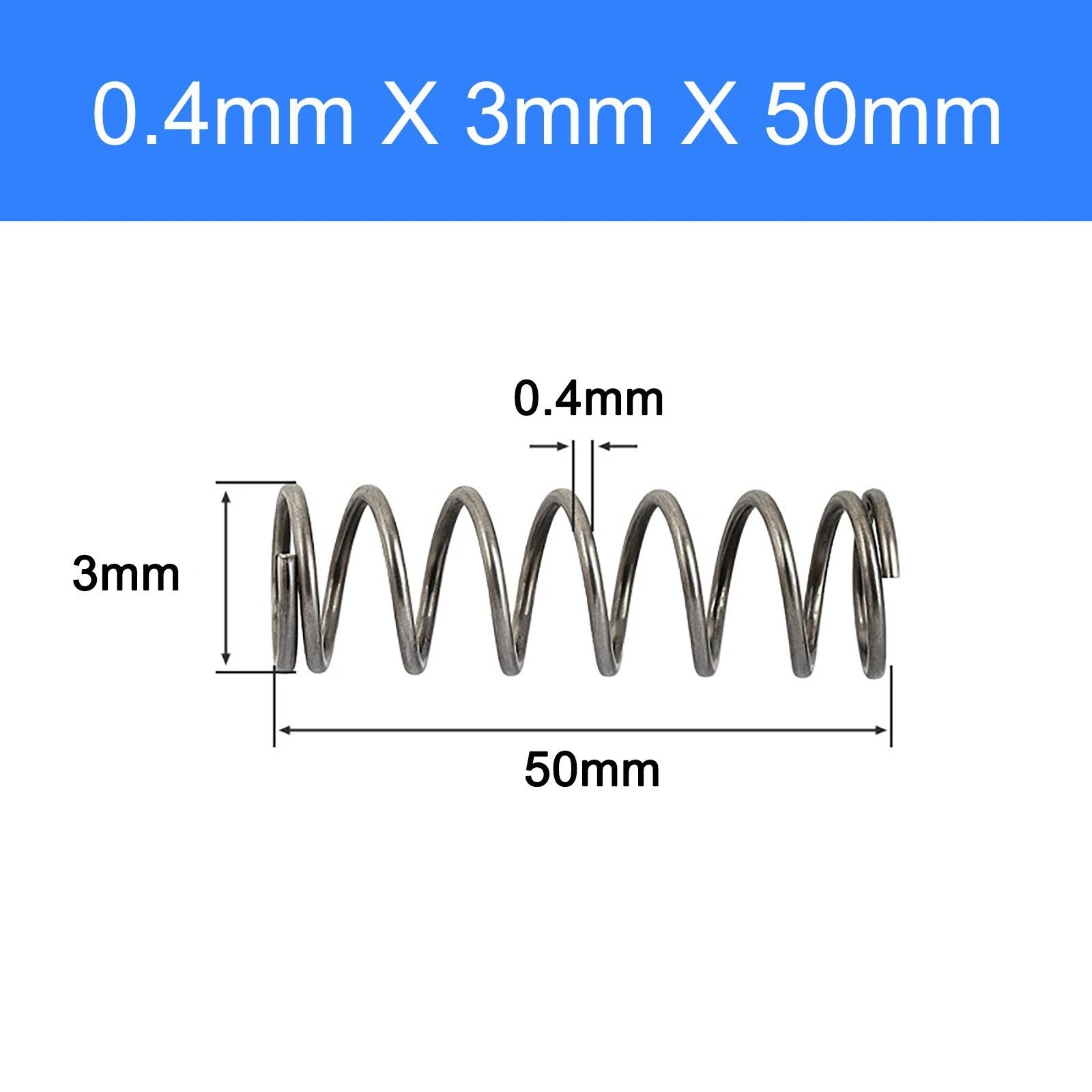 Spring Steel Compression Spring Pressure Coil Spring 0.4mm Wire OD 3-10mm DIY