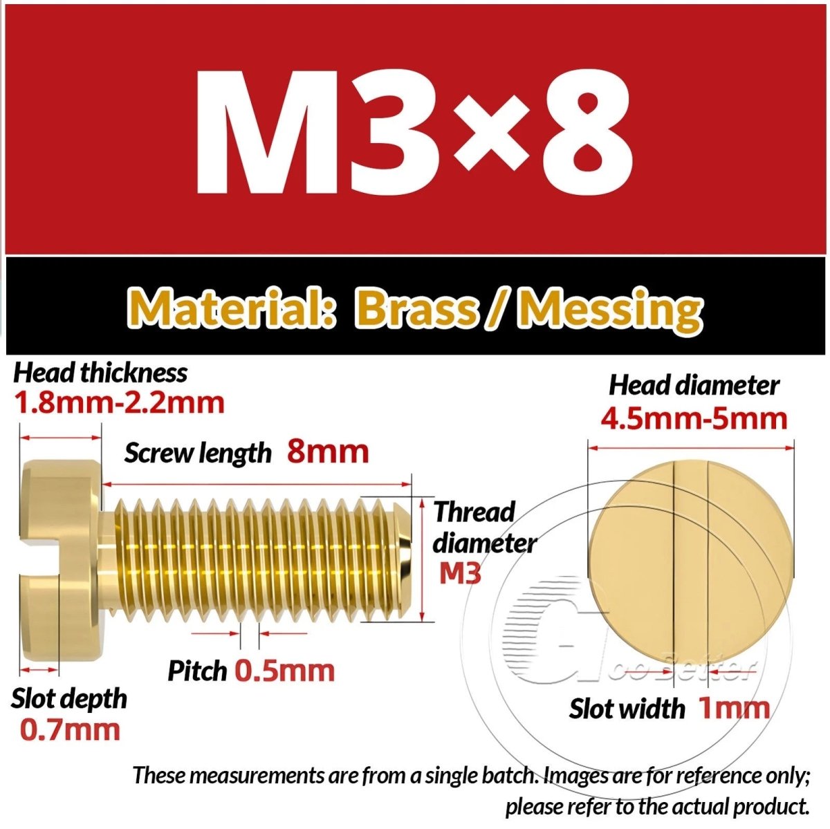 Brass Slotted Pan Head Machine Screws — M2 to M10, Multiple Lengths - HomeDIYer