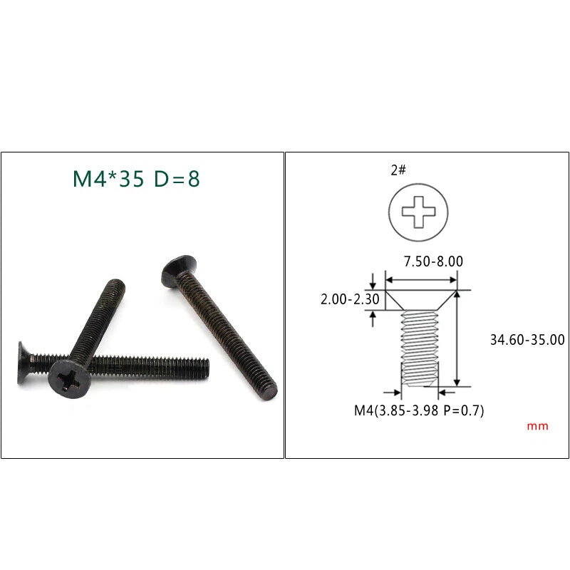 M4 M5 M6 Phillips Countersunk Screws – Zinc Plated Carbon Steel, 6–24mm Lengths (Bulk Pack)