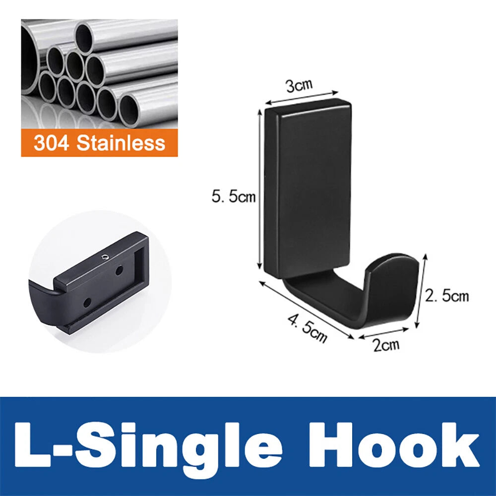 Coat Robe Hooks Stainless Wall Mount Door Hanger Bathroom Towel Black Multi-Type