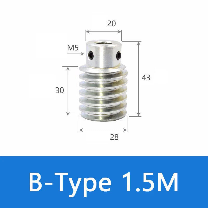 Brass Worm Wheel Gear 1/1.5 Modulus Transmission Gear Worm Rod Worm Gear Shaft