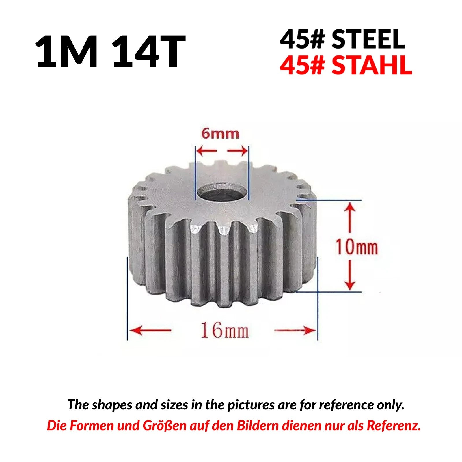 1/1.5/2 Mod 12T-150T Spur Gear 45# Steel Pinion Gear Thickn10-20mm Transmission