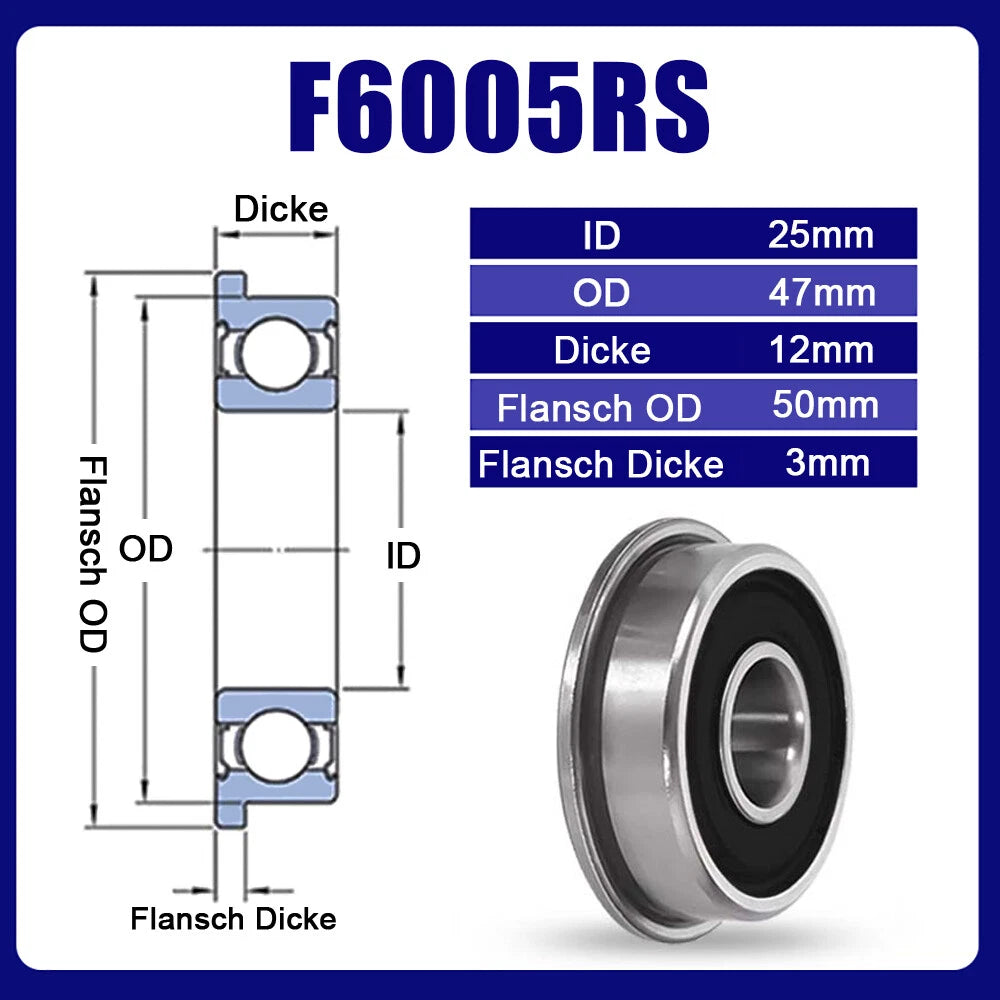 F6000 to F6010 RS or ZZ Bearing Steel Micro Double Shielded Flange Ball Bearings