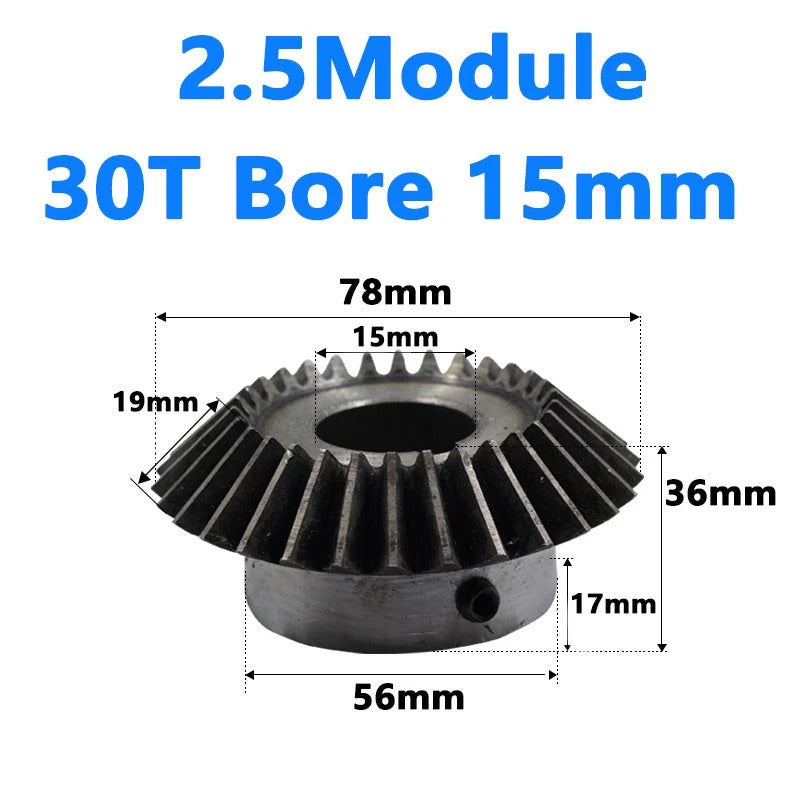 Bevel Gear 3 Module Ratio 1:1 Teeth 20 30 Bore Dia 14mm 15mm 16mm 17mm 18mm-50mm