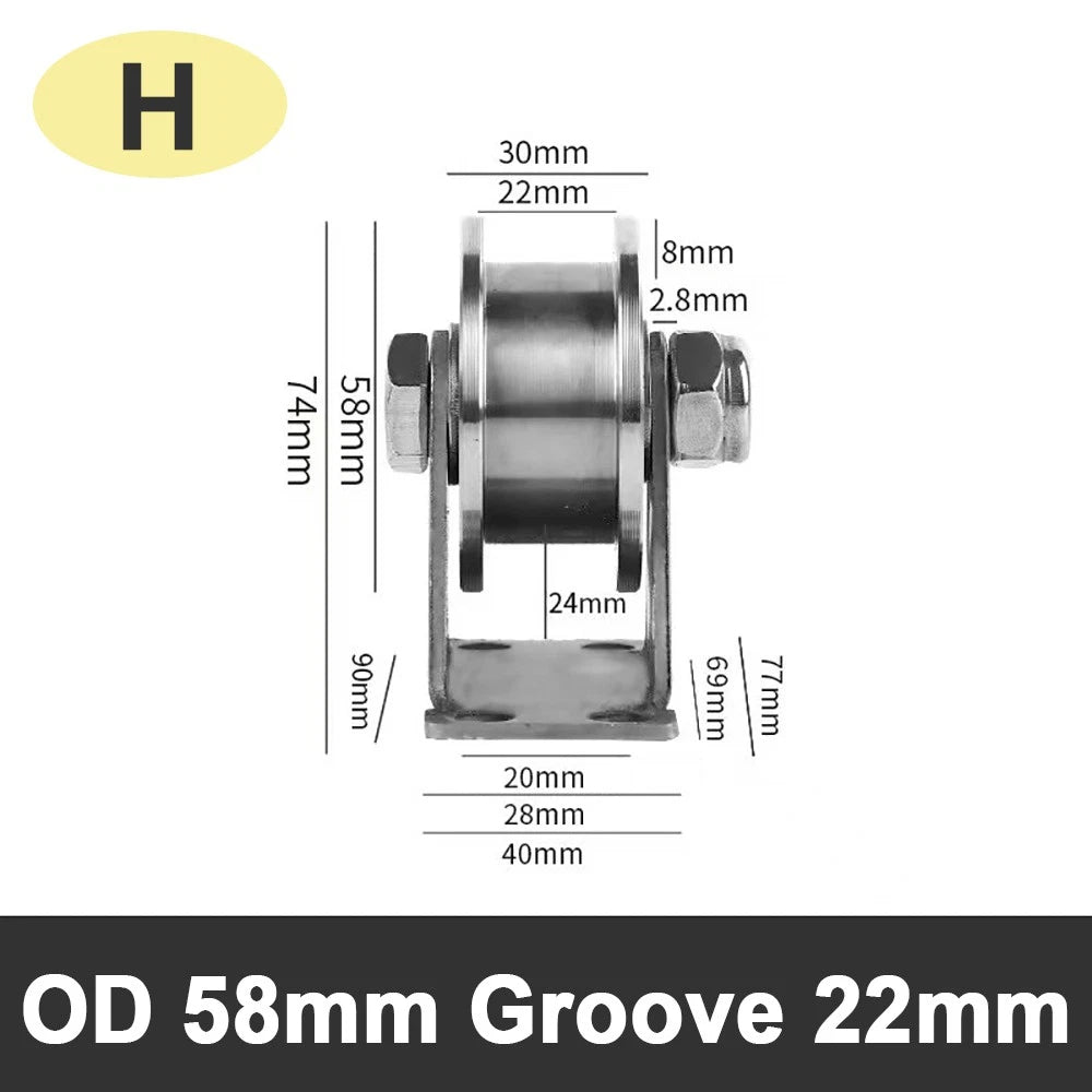 48 58 68 Pulley U V H Groove Shape Roller Wheels Idler Pulley Wheel Crane Roller