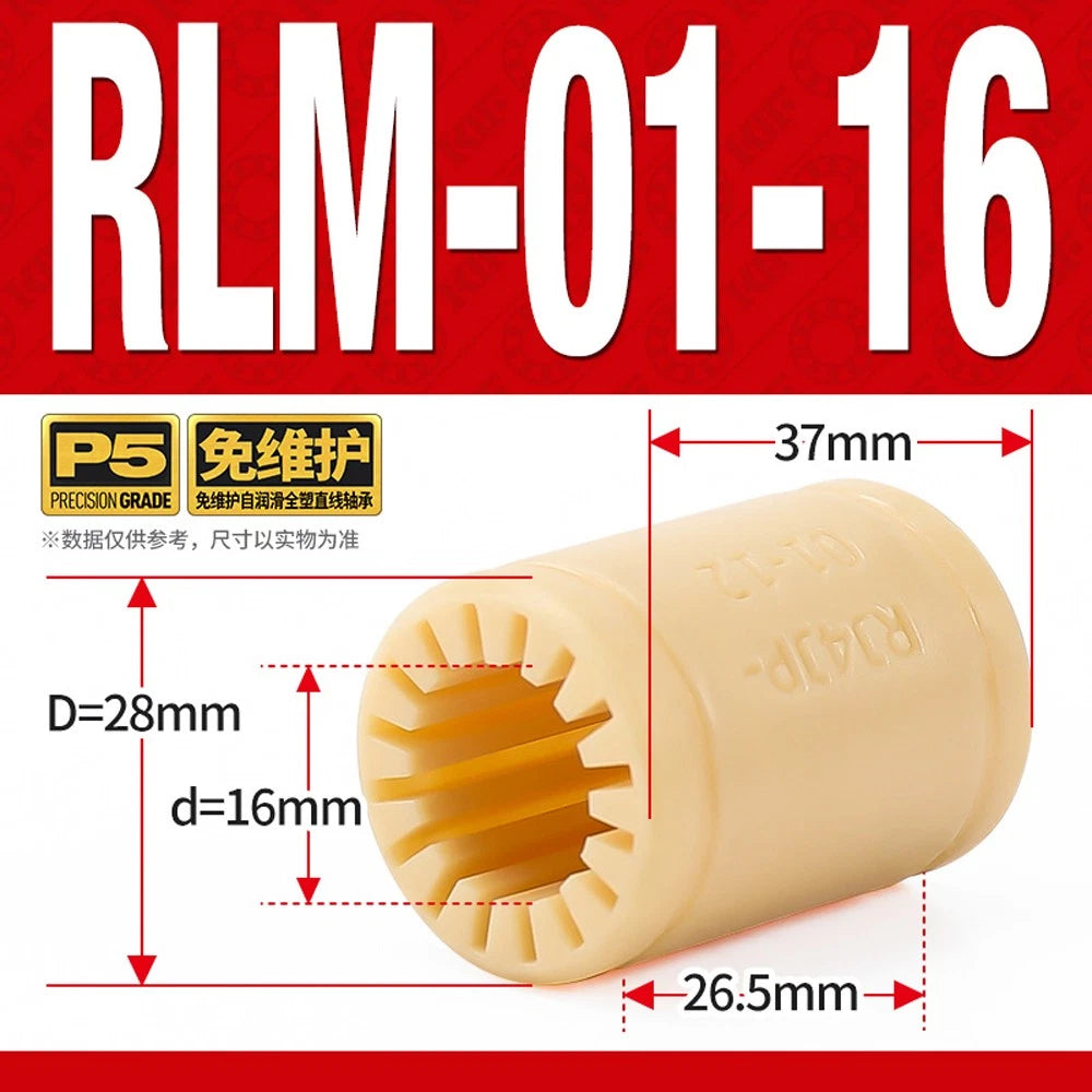 Nylon All Plastic Linear Shaft Bearings RLM-01-06 08 10 12 16 20 25 30 Low Noise