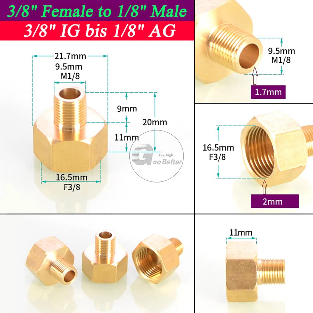 BSPT Reducing Adapter Fittings — Brass Female to Male, 1/8" to 2"