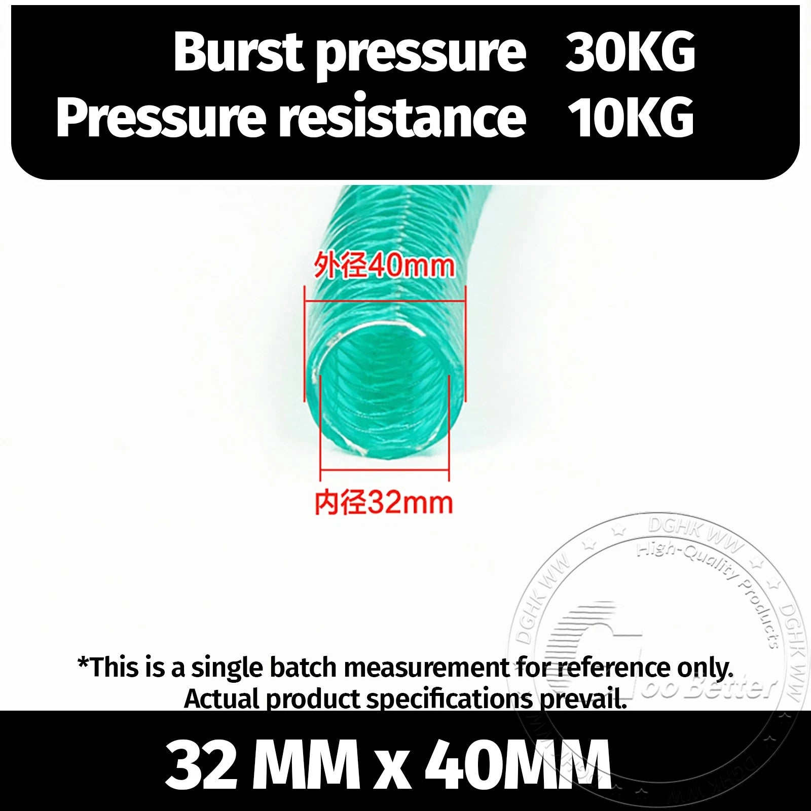 Braided Wire Reinforced Flexible PVC Hose Pipe — Water & Fuel Transfer, Green