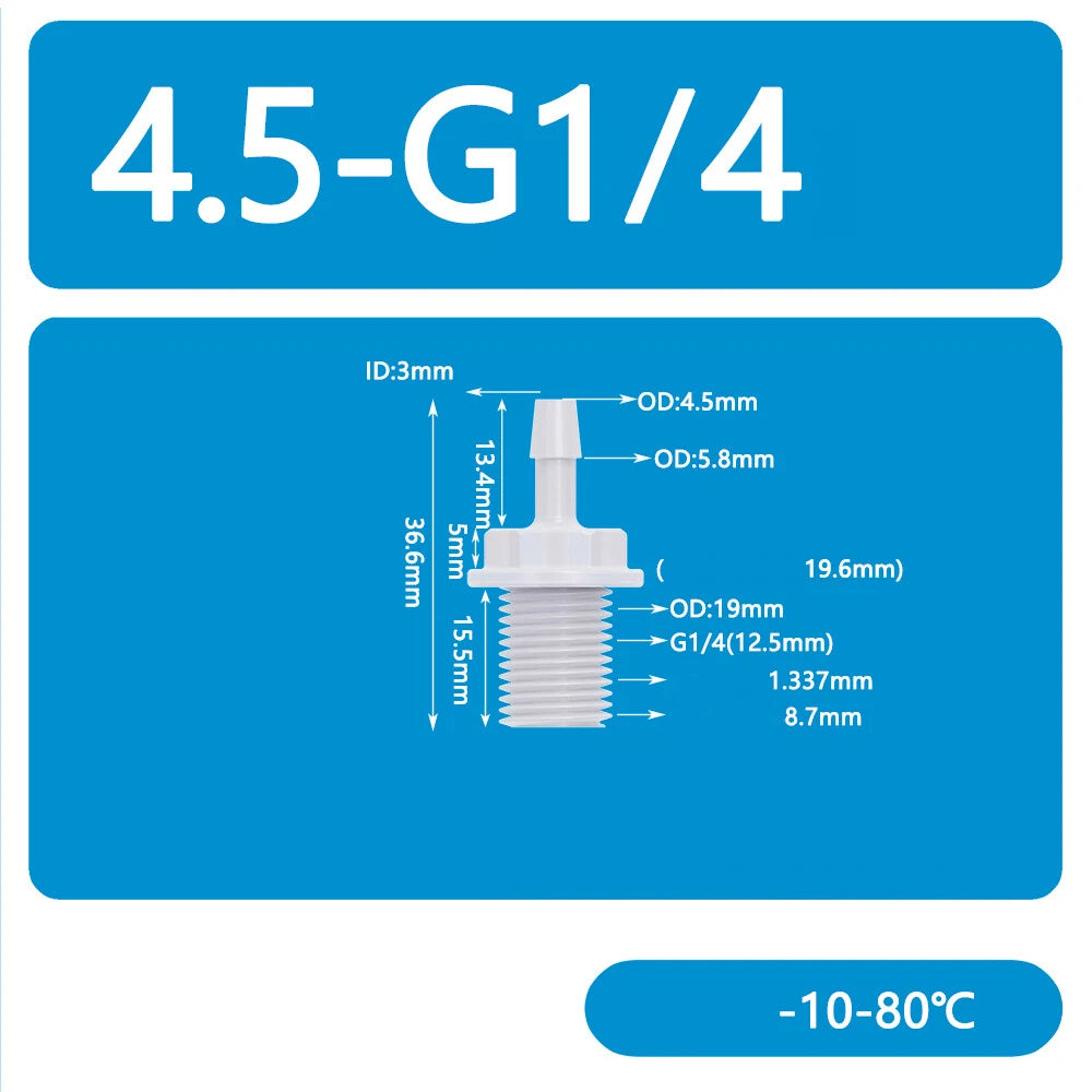 BSP Metric Male Thread Plastic Hose Connector — Straight Barbed Joiner (PP/PE, 1/8" to 3/4")