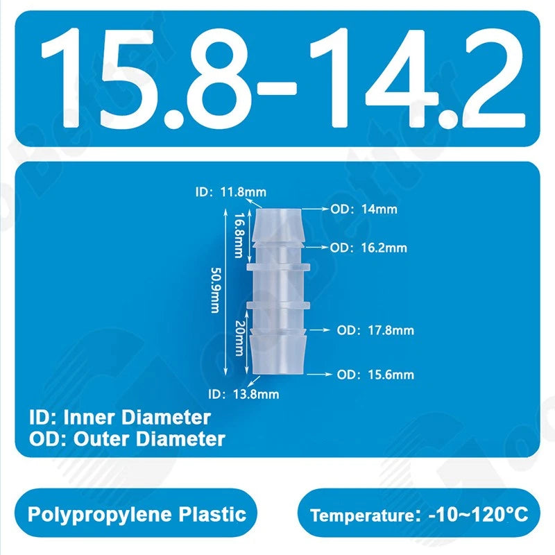 Plastic Straight Barbed Connector Reducer Joiner Tubing Pipe Hose Fitting Water