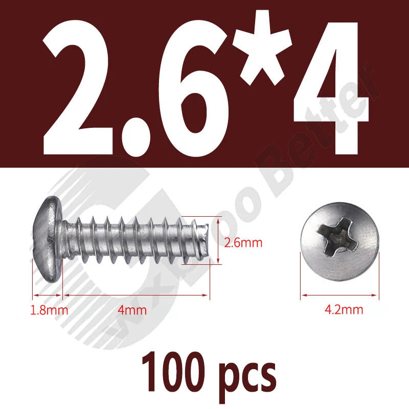 Pan Head Sheet Metal Screws Metric M1~M6 A2 Stainless Steel Sheet Metal Screws