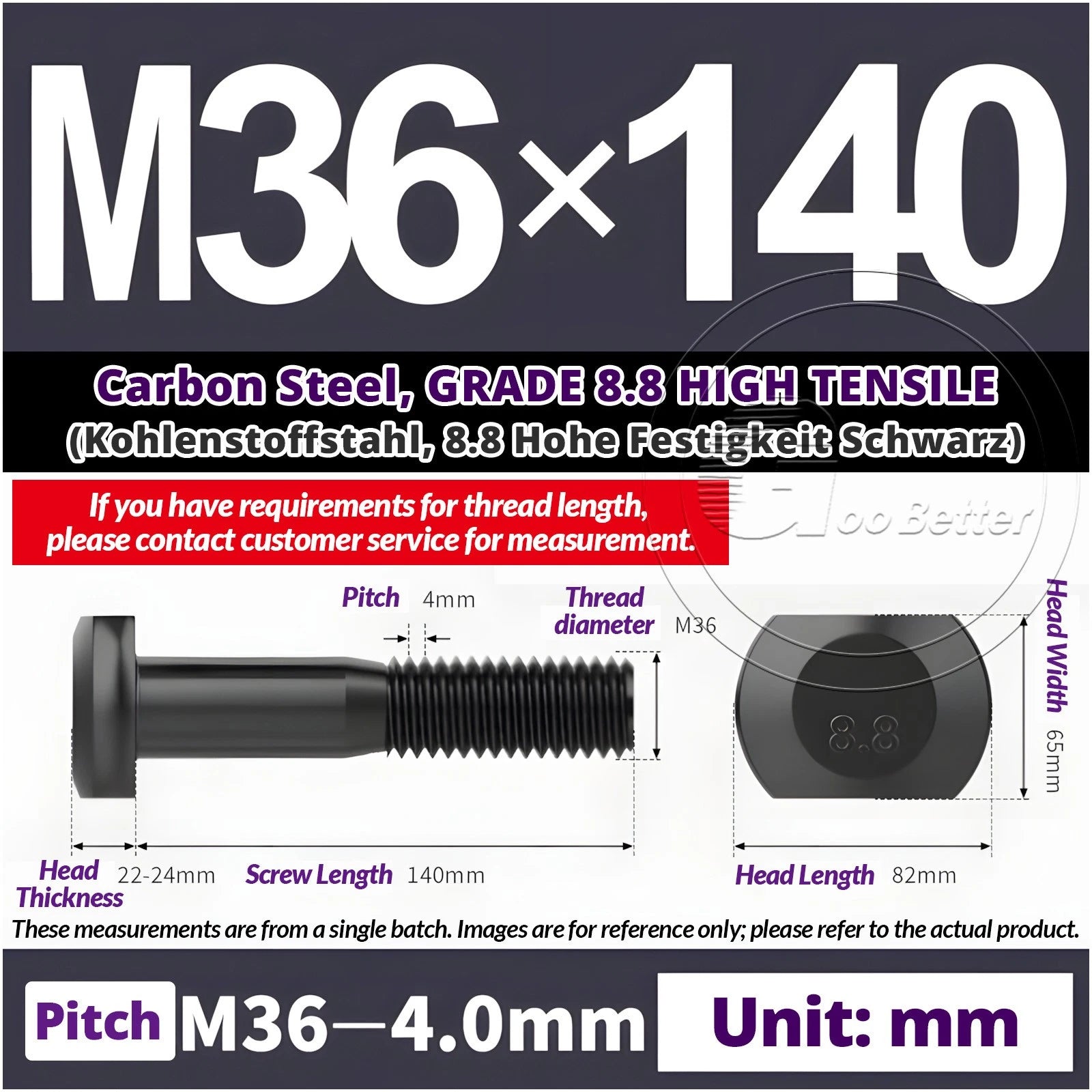 T-Slot Bolts M22 - M42 T Track Bolts 70mm to 500mm Long GRADE 8.8 HIGH TENSILE