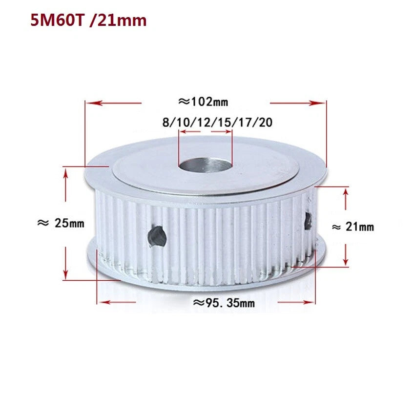 HTD-5M 12-60T Timing Belt Pulley Synchronous Wheel Pitch 5mm Tooth Width 16/21mm