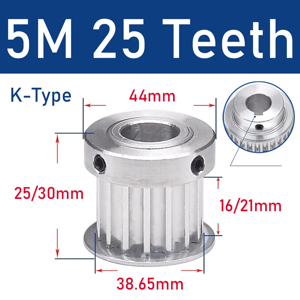 5M 20~26 Teeth Synchronous Wheel Timing Belt Pulley for 15/20/26mm Belt Width