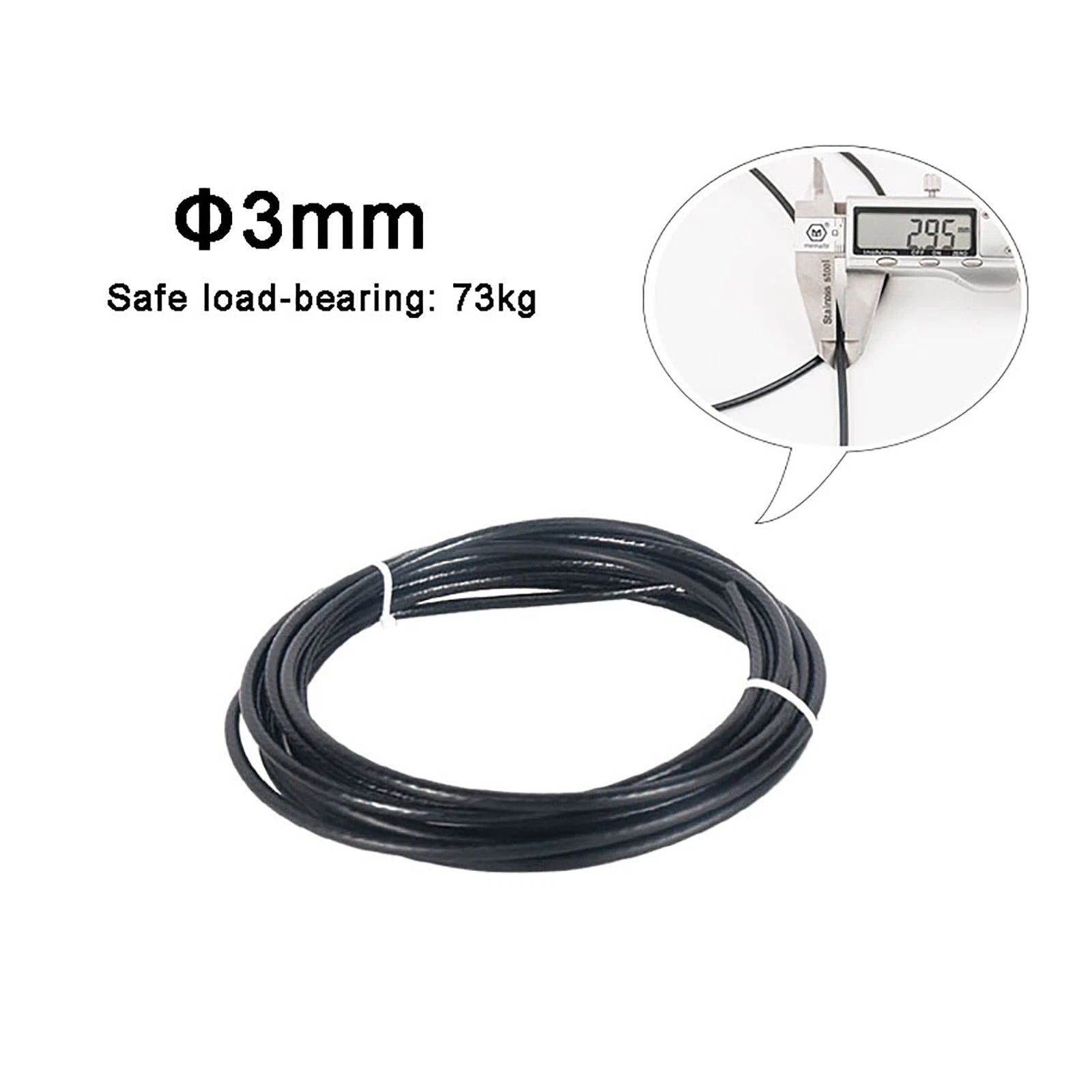 Stainless Steel Wire Rope Lifting Metal Cable Clear Black PVC Coated Φ0.6mm-5mm