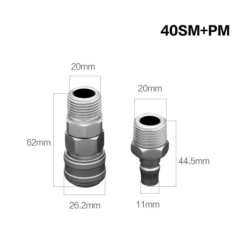 Pneumatic C-Type Quick Release Coupler Set — Self-Locking Air Hose Fitting Pair