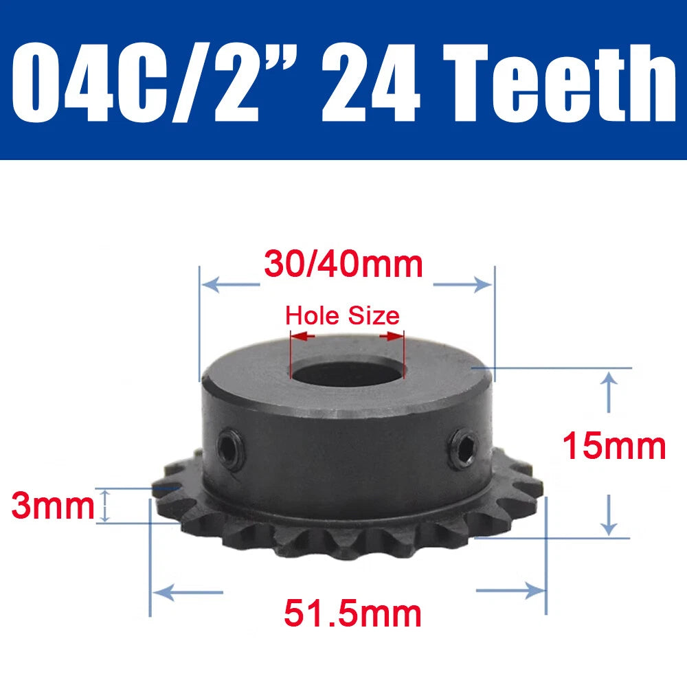 45#Steel Roller Chain Sprocket Wheel 04C Pitch 6.35mm 21~26 Teeth Bore 8~25mm