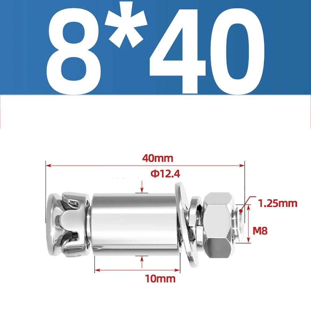M6 M8 Stainless Steel Expansion Bolts for Marble & Concrete — 304 / 201 SS, 20–40mm