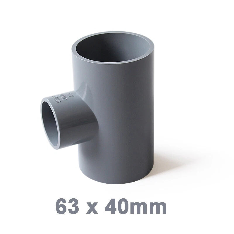 PVC Reducing Tee Pipe & Fittings Solvent Weld Pressure Adapter Connector Grey