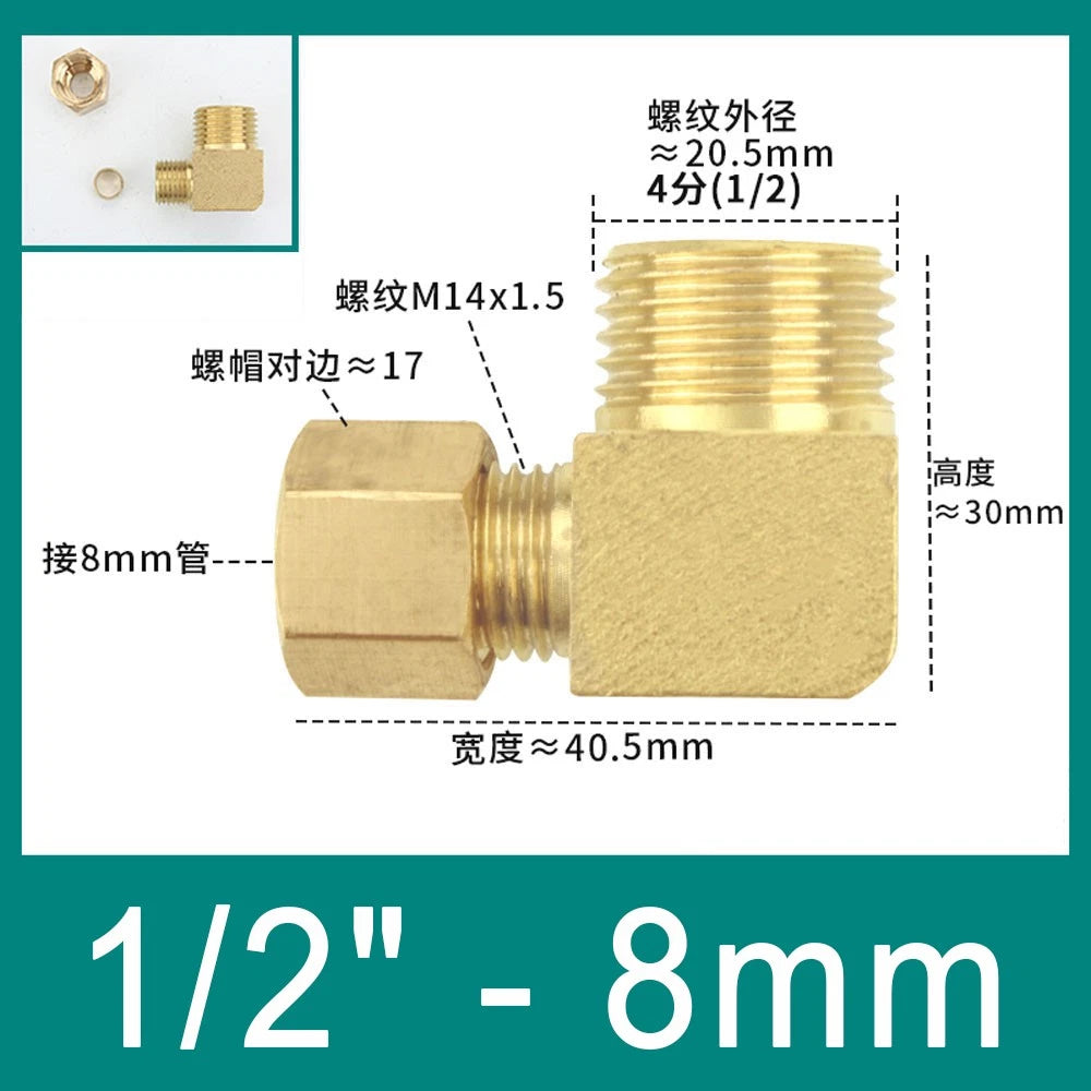 Brass Compression 90° Elbow Fittings for 6–12mm Copper Tube | Ferrule Connector