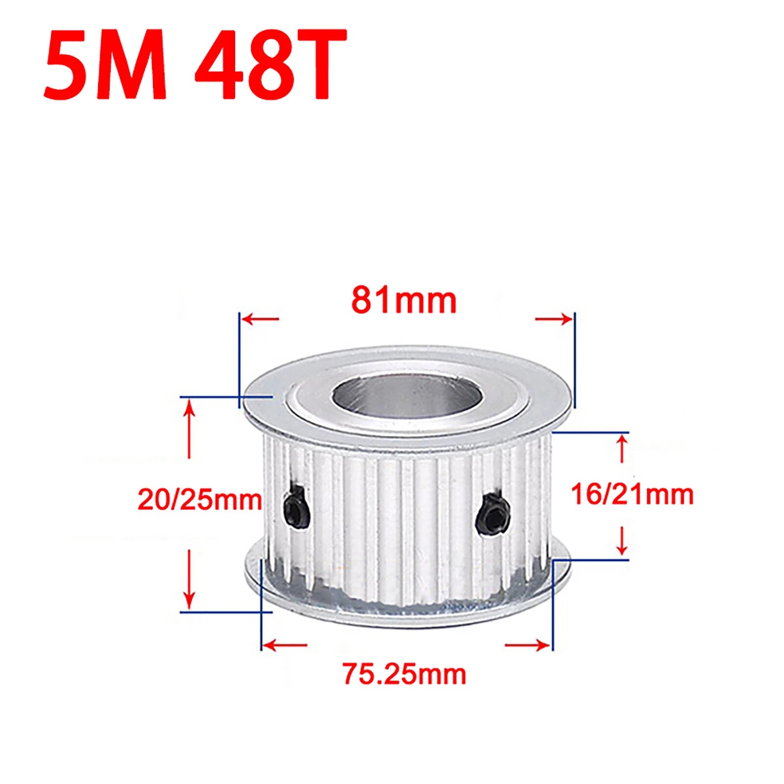 5M Timing Belt Pulley Drive Pulley Through Hole 10T -100 Tooth 21mm Width For 3D
