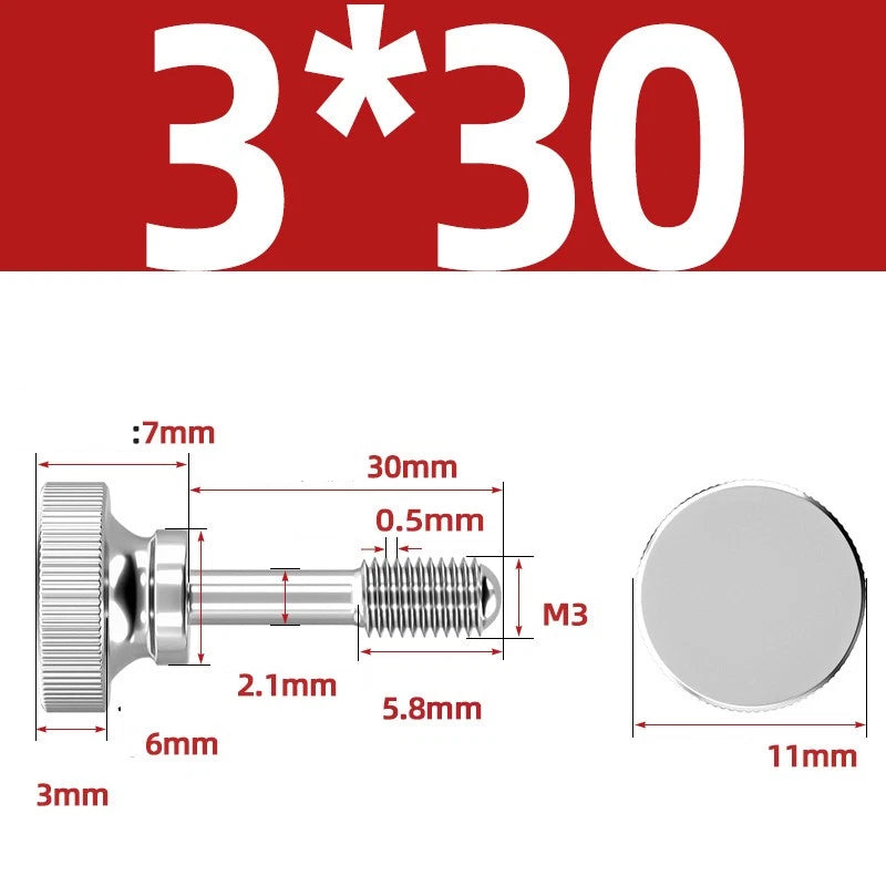 Knurled Thumb Screws Stainless Steel — M2 M2.5 M3 M4 M5 M6 M8 M10 Hand Knob Bolts