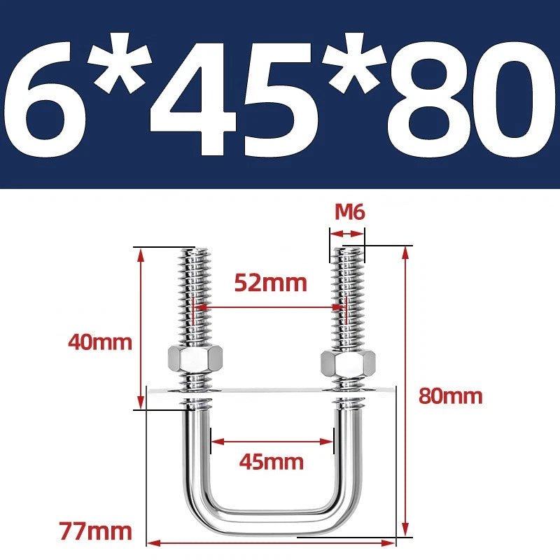 M6 U - Bolt with Plate and Nuts – Stainless Steel 304 (A2) for Trailer & Pipe Clamp - HomeDIYer