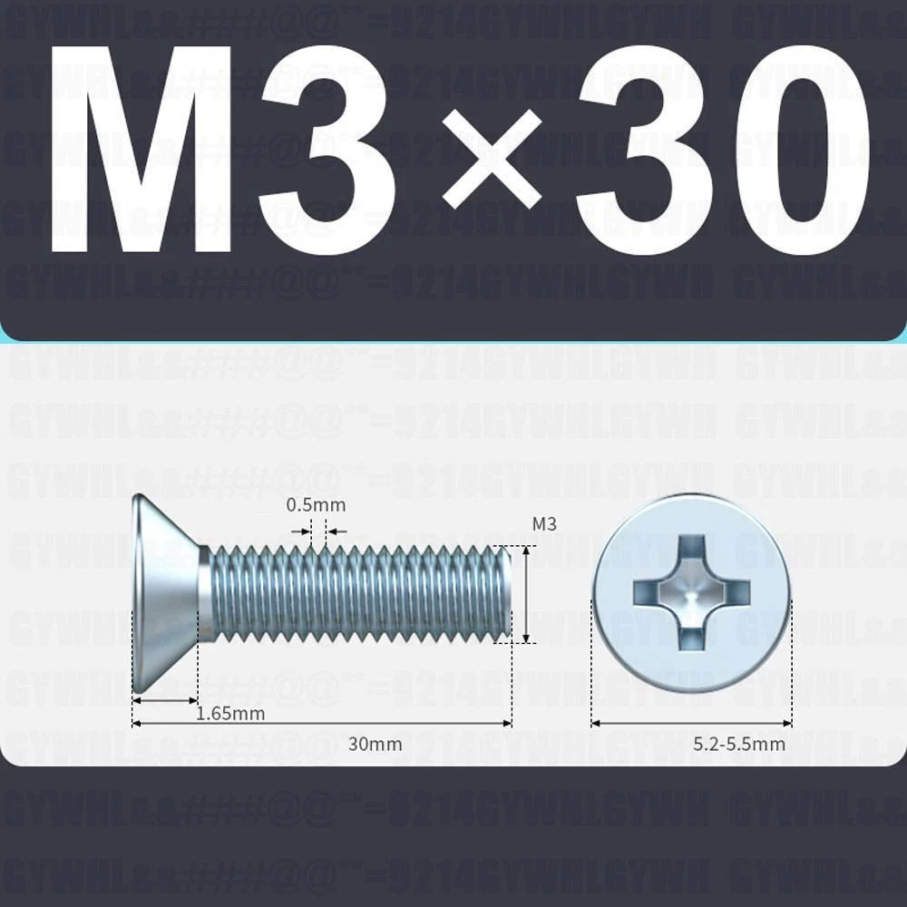 M3–M12 Zinc Plated Phillips Countersunk Machine Screws DIN 965 | Flat Head Bolts