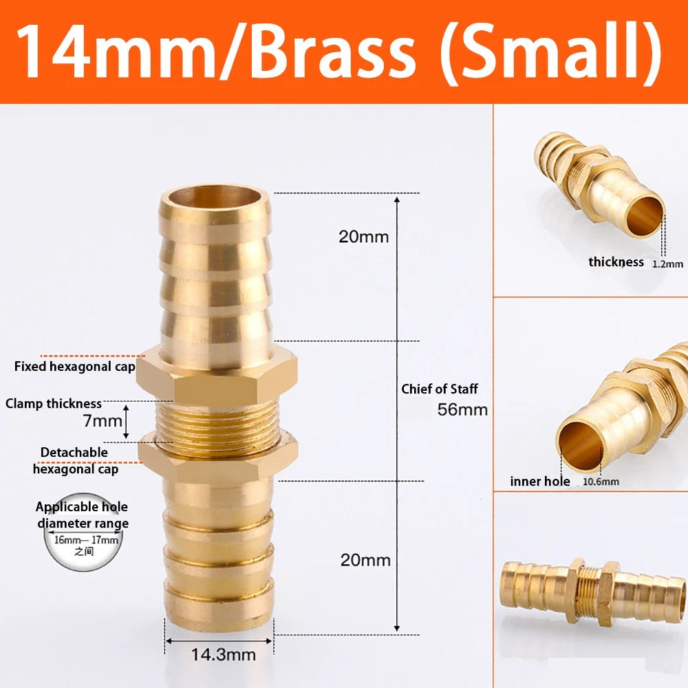 Copper Straight Hose Connector Double-Sided Female Thread