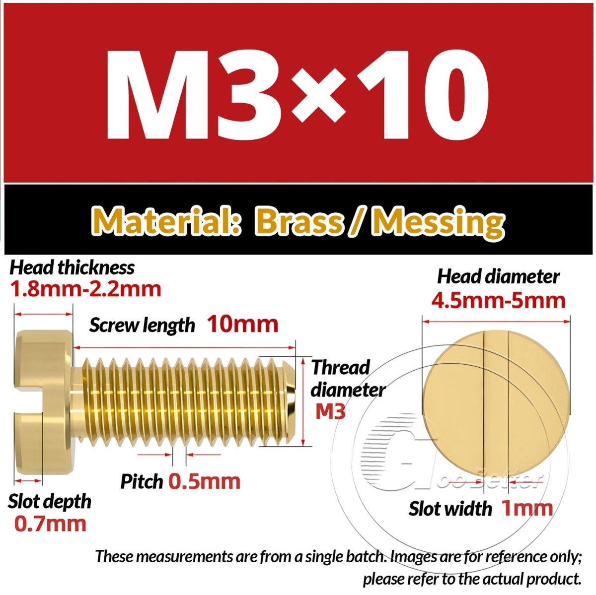 Brass Slotted Pan Head Machine Screws — M2 to M10, Multiple Lengths - HomeDIYer
