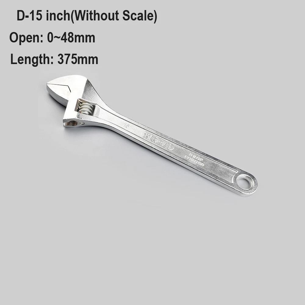 Adjustable Spanner Wrench 6 8 10 12" Cr-V Steel Metric Scale Strong Grip Handle
