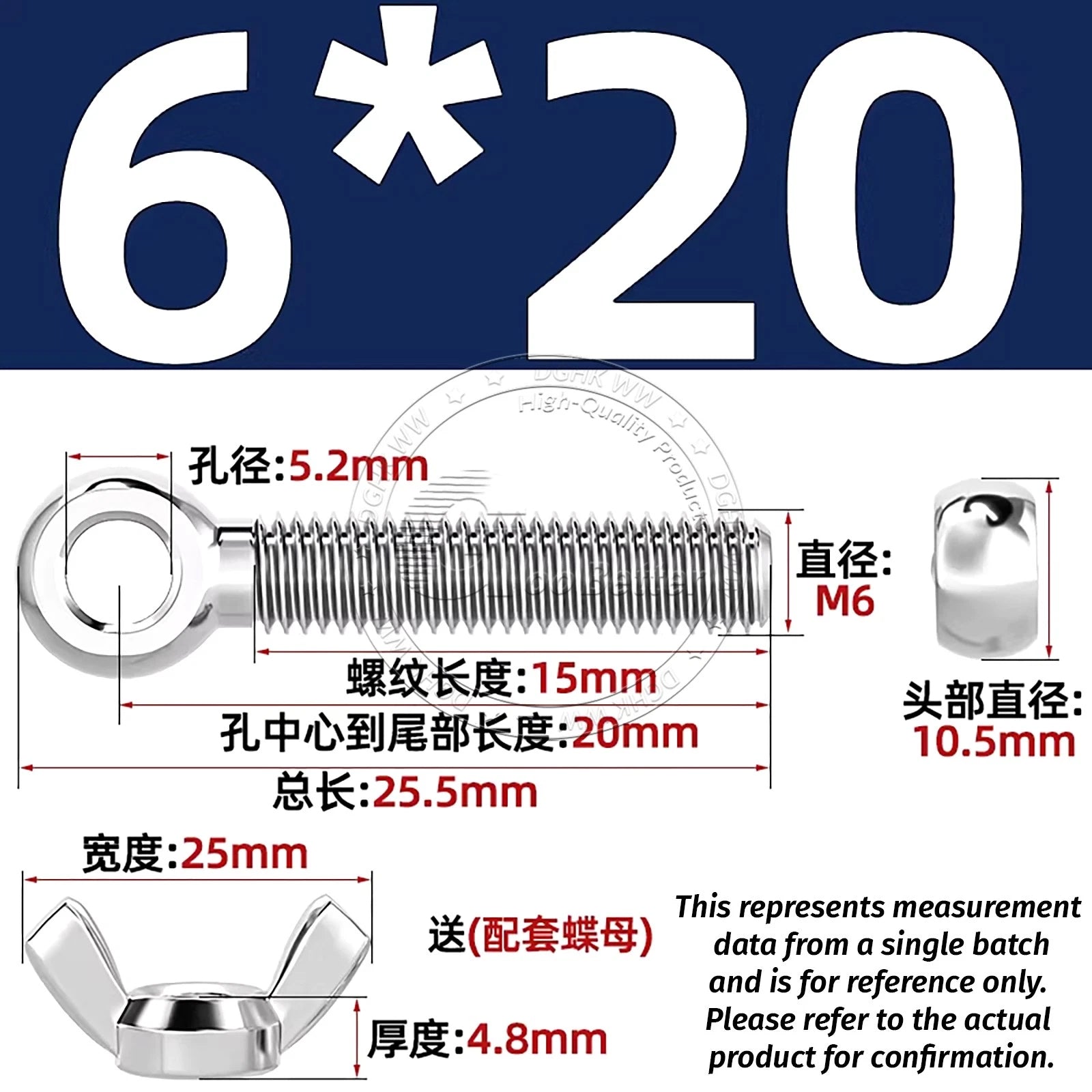 Eye Bolts with Nut — Forged Stainless Steel Threaded Ring Hanging Screws