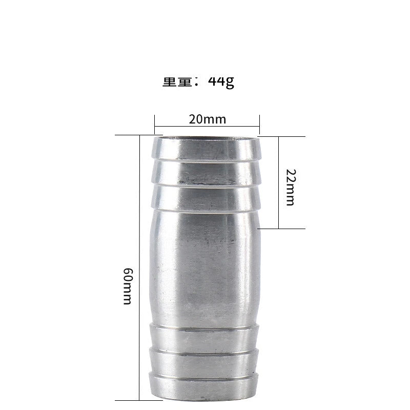 A2 Stainless Steel Straight Hose Joiner Barbed Connector — Sizes 6mm–41mm