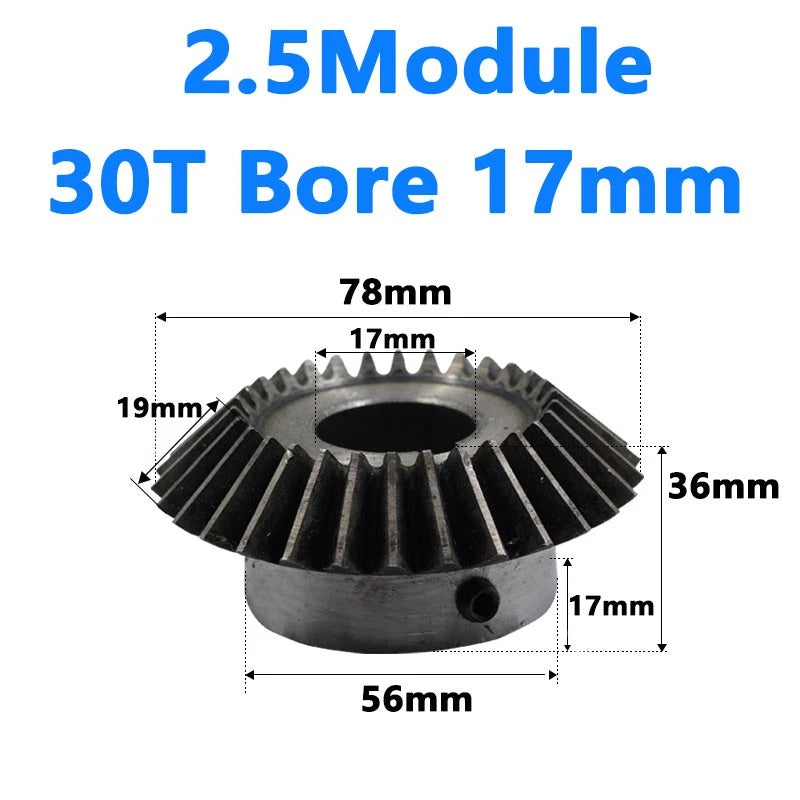 Bevel Gear 2.5 Module Ratio 1:1 Teeth 25 30 Bore Dia 12mm 14mm 15mm 16mm - 35mm